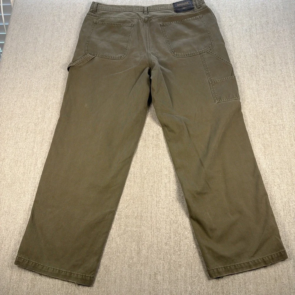 Vtg Dockers Khakis Carpenter Pants‎ Mens 38 X 32 Olive Utility Canvas Belt Loop